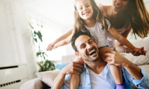 Happy family in home
