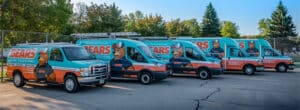 A fleet of Bears Home Solutions vehicles