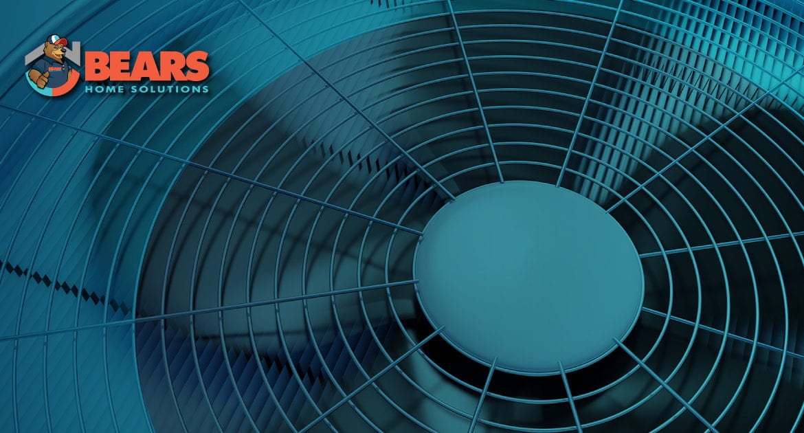 A closeup of rotating fan blades in an air conditioner