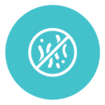 Teal blue icon with crossed out germs.